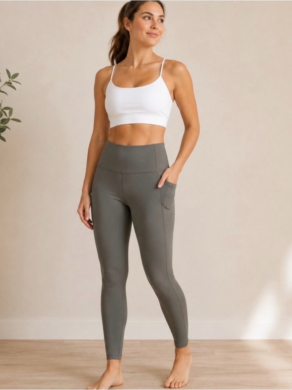 Athleta Salutation Tight Green/Gray Leggings S